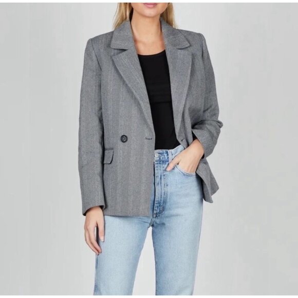 NWT Anine Bing Becky Double Breasted Herringbone Blazer Jacket - Picture 1 of 9